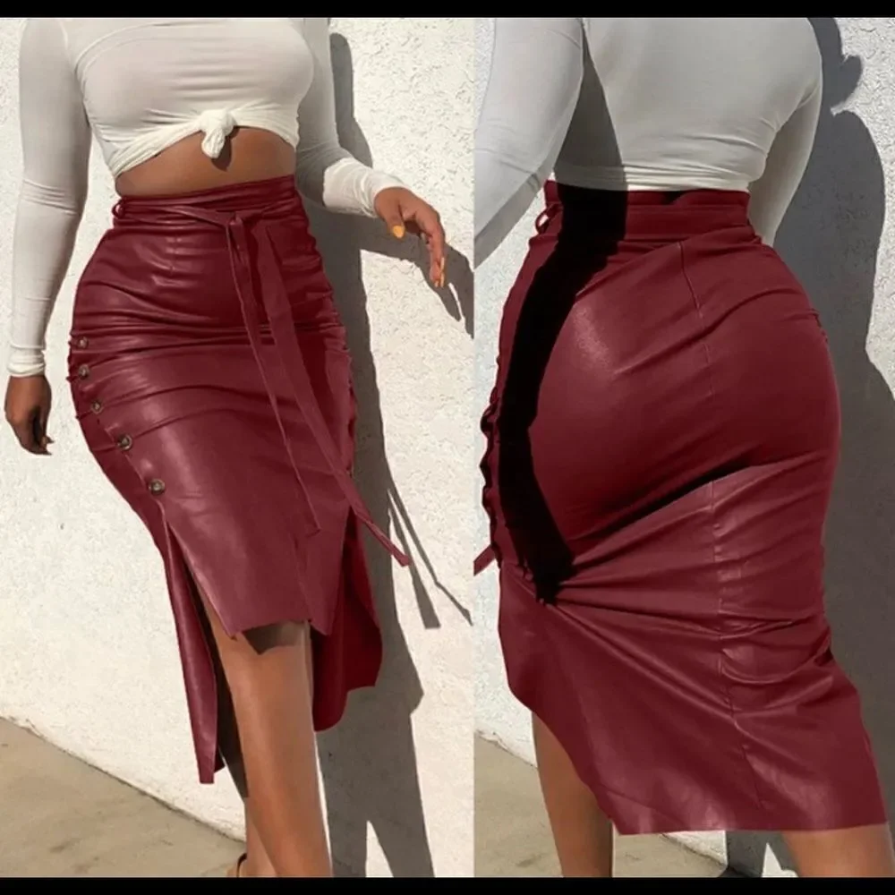 🆕🆕🆕 💥💥💥Vegan Leather Midi Skirt 💥💥💥🆕🆕🆕